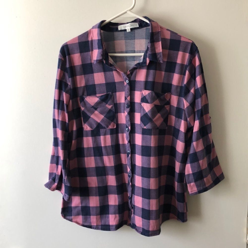 Eden & Olivia Checkered Button Down S:XL GUC